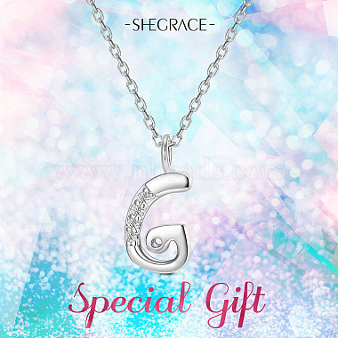 SHEGRACE Rhodium Plated 925 Sterling Silver Initial Pendant Necklaces(JN903A)-5