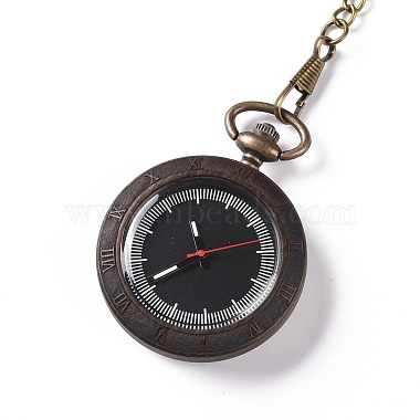 Карманные часы из черного дерева с латунной цепочкой и клипсами(WACH-D017-F02-AB)-2