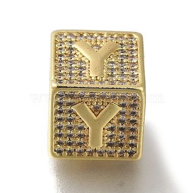 Letter Y Brass+Cubic Zirconia Beads