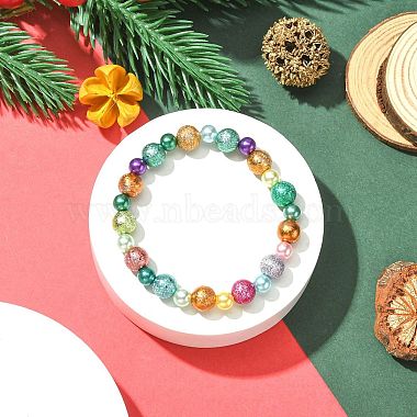 Fashion Imitation Acrylic Pearl  Stretchy Bracelets for Kids(BJEW-JB01059-09)-3