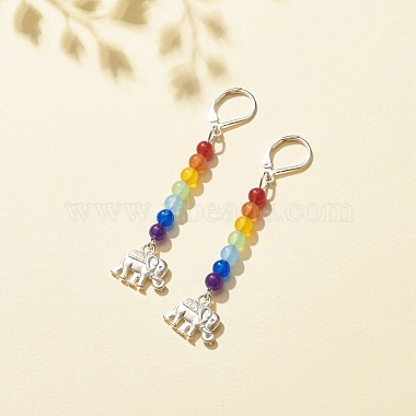 Natural Malaysia Jade with Alloy Elephant Long Dangle Leverback Earrings(EJEW-JE04910-05)-3