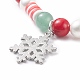 Natural Green Aventurine & Mashan Jade & Shell Pearl Stretch Bracelet with Christmas Snowflake Alloy Charm(BJEW-TA00089)-5