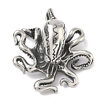 304 Stainless Steel Pendants,  Octopus, Manual Polishing, Antique Silver, 44x38.5x19.5mm, Hole: 5x8mm(STAS-D207-11AS)