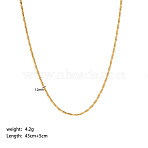 Stainless Steel Boston Link Chain Necklaces, Golden, 17.72 inch(45cm)(PW-WG8A4BA-07)
