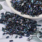 MIYUKI Quarter TILA Beads, Japanese Seed Beads, 2-Hole, (QTL455) Metallic Variegated Blue Iris, 5x1.2x1.9mm, Hole: 0.8mm, about 480pcs/10g(X-SEED-J020-QTL0455)