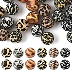 24Pcs 6 Colors Silicone Beads Loose Silicone Beads Kit Leopard Print Silicone Beads for Keychain Making Bracelet Necklace, Mixed Color, 15mm, Hole: 2mm, 4pcs/color(FIND-YW0007-76)