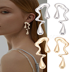 2 Pairs 2 Colors Alloy Stud Earrings, Irregular Teardrop, Left and Right, Platinum & Golden, 77.5x26mm, 1 pair/color(EJEW-LP0001-94)