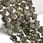Natural Gray Labradorite Beads Strands, Star, Faceted, with Seed Beads, 14~14.5x14.5~15x6~6.5mm, Hole: 1~1.2mm, about 26pcs/strand, 14.96~15.63''(38~39.7cm)(G-L657-A02-01)