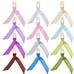 12Pcs Polyester Ribbon Bookmarks, with Carbon Steel Paper Clips, Mixed Color, 70~75mm(AJEW-CA00022)