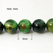 Natural Green Tiger Eye Beads Strands, Dyed & Heated, Round, Green, 8mm(G-G099-8mm-6)