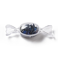 Natural Lapis Lazuli Chip Decorates, with Transparent Plastic Storage Box, Candy, 25x82.5x23mm(DJEW-D004-01F)