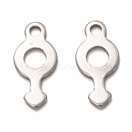 201 Stainless Steel Charms, Laser Cut, Male Gender Sign, Stainless Steel Color, 13x6x1mm, Hole: 1.4mm(STAS-I172-21P)