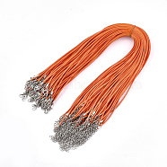 Waxed Cord Necklace Making, with Zinc Alloy Lobster Clasps, Platinum, Orange, 17.8 inch~18 inch(45.5~46cm), 2mm(NCOR-T001-32)
