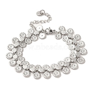 304 Stainless Steel Charm Bracelets, Flower, 6-1/2 inch(16.4cm)(BJEW-Q776-03A)