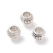 Tibetan Style Alloy European Beads, Large Hole Beads, Rondelle, Antique Silver, 8x6mm, Hole: 4mm(PALLOY-F257-02AS)