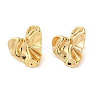 Hammered Heart 304 Stainless Steel Stud Earrings for Women, Golden, 24x24.5mm(EJEW-U003-02G-01)