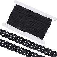 10M Flat Nylon Wavy Elastic Cord, Garment Accessories, Black, 20mm, about 10.94 Yards(10m)/Roll(OCOR-GF0002-98B)