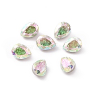 K5 Glass Rhinestone Cabochons, Pointed Back & Back Plated, Faceted, Teardrop, Colorful, 8x6x5mm(RGLA-A025-02A-001PH)