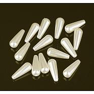 ABS Plastic Imitation Pearl, teardrop, Beige, 18x7mm(MACR-G005-11)