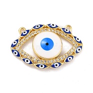 Brass Micro Pave Clear Cubic Zirconia Pendants, with Resin, Real 18K Gold Plated, Evil Eye, Royal Blue, 17x26x4mm, Hole: 1.2mm(ZIRC-A021-02G-B)