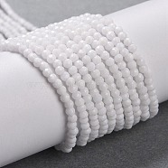Glass Imitation Jade Beads Strands, Faceted Round, White, 2x2mm, Hole: 0.6mm, about 184pcs/strand, 14.49''(36.8cm)(GLAA-H021-02-08)