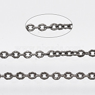 3.28 Feet Brass Cable Chains, Textured, Soldered, Flat Oval, Gunmetal, 2x1.4x0.4mm(X-CHC-T008-04B)