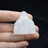 Natural Quartz Crystal Carved Maitreya Buddha Statue Home Decoration, Feng Shui Figurines, 30mm(G-PW0007-048A-01)