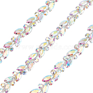 1 Yard(91.4cm) Iron Glass Rhinestone Strass Chains, for Sewing Wedding Decoration, Crystal AB, 14.5~15x6~7mm(FIND-GF0002-38A)
