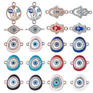 20Pcs Eye Enamel Charm Connector Flat Round Evil Eye Charm Assorted Evil Eye Connector for Jewelry Necklace Bracelet Earring Making Crafts, Platinum & Golden, 20~24x9~14mm(JX222A)