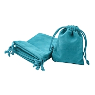 Rectangle Velvet Packing Pouches, Drawstring Bags, for Gift Wrapping, Medium Turquoise, 10x8cm(TP-YW0001-03A)