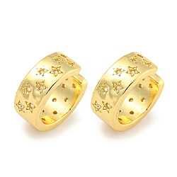 Brass Micro Pave Cubic Zirconia Cuff Earrings, Star, Real 18K Gold Plated, 13x5mm(EJEW-C104-111G)