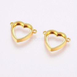 Alloy Cabochon Connector Open Back Settings, Heart, Golden, Tray: 12x13mm, 17x21x3mm, Hole: 1mm(X-PALLOY-P145-03G)