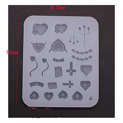 Quicksand Molds, Silicone Shaker Molds, for UV Resin, Epoxy Resin Craft Making, Heart Pattern, 100x85x8mm(X-SIMO-PW0005-04E)