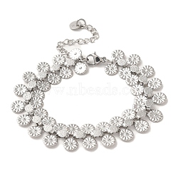 Non-Tarnish 304 Stainless Steel Charm Bracelets, Flower, 6-1/2 inch(16.4cm)(BJEW-Q776-03A)