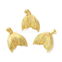 Ion Plating(IP) 304 Stainless Steel Pendants, Fish Tail Charm, Golden, 21.5x19.5x4.5mm, Hole: 6.5x3mm(STAS-R122-09G)
