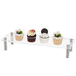 Rectangle Acrylic Cake Display Stands, Mini Cupcake Organizer Holder with 201 Stainless Steel Findings, Party Supplies, Clear, 30x10x5cm(ODIS-WH0017-077B)