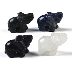 Natural Mixed Gemstone Elephant Figurines, for Home Office Desktop Feng Shui Ornament, 30x16x22mm(DJEW-M015-02)