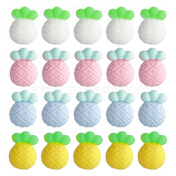 20Pcs 4 Colors Pineapple Food Grade Eco-Friendly Silicone Beads, Chewing Beads For Teethers, DIY Nursing Necklaces Making, Mixed Color, 21.5x15.5x12.5mm, Hole: 1.5mm, 5pcs/color(SIL-GL0001-05)