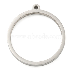 Non-Tarnish 304 Stainless Steel Laser Cut Pendants, Ring Charm, Stainless Steel Color, 30.5x28x3mm, Hole: 2mm(STAS-U009-06D-01)