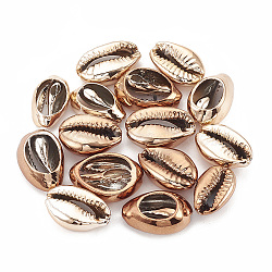 Electroplated Natural Cowrie Shell Beads, Undrilled/No Hole Beads, Coral, 17~21x11~14x6~8mm(X-SSHEL-S258-06E)