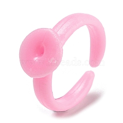 AS Plastic Open Cuff Ring Components, Plain Pad Ring Settings for Kids, Flat Round, Pearl Pink, US Size 1 3/4(13mm), Tray: 8.5mm(SACR-R740-11)