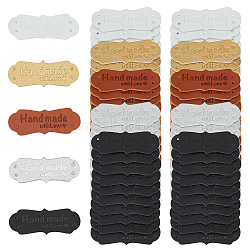 Imitation Leather Labels, Handmade Embossed Tag, with Holes, for DIY Jeans, Bags, Shoes, Hat Accessories, Rectangle with Word Handmade with Love, Mixed Color, 15x40x1mm, Hole: 1.5mm, 5 colors, 20pcs/color, 100pcs/set(DIY-NB0001-94)