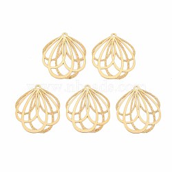 Rack Plating 304 Stainless Steel Filigree Pendants, Etched Metal Embellishments, Nickel Free, Flower, Real 18K Gold Plated, 20.5x18x0.4mm, Hole: 1.2mm(STAS-T057-42G)