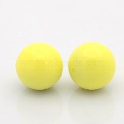 No Hole Spray Painted Brass Round Ball Beads Fit Cage Pendants, Yellow, 18mm(KKB-J002-05)