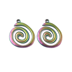 Ion Plating(IP) 304 Stainless Steel Pendants, Vortex, Rainbow Color, 23x19.5x2mm, Hole: 1.6mm(STAS-P322-11M)