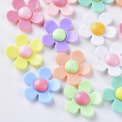 Opaque Acrylic Beads, Flower, Mixed Color, 22x22~23x7~8mm, Hole: 1.4mm(X-SACR-N007-D-02)