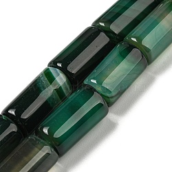 Natural Dyed Agate Beads Strands, Column, Dark Green, 15~16x7~8mm, Hole: 1.2mm, about 25pcs/strand, 15.3 inch(39cm)(G-G775-A-16)