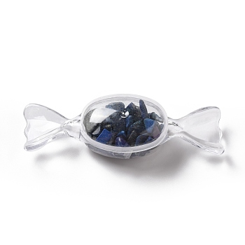 Natural Lapis Lazuli Chip Decorates, with Transparent Plastic Storage Box, Candy, 25x82.5x23mm