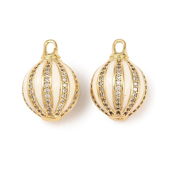 Brass Micro Pave Cubic Zirconia Pendants, Balloon Charms, with Enamel, Rack Plating, Long-Lasting Plated, Cadmium Free & Lead Free, Real 18K Gold Plated, 19.5x13.5x14mm, Hole: 2.5x1.5mm