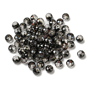 Electroplate Glass Beads, Rondelle, Gray, 6x4mm, Hole: 1.4mm, 100pcs/bag